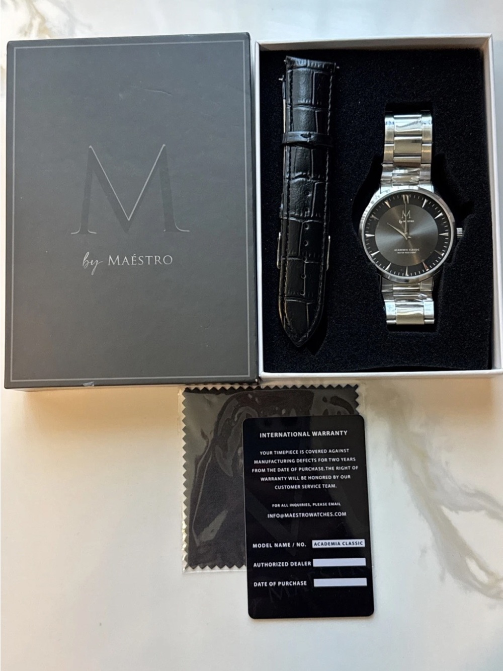 M by Maestro Stainless Steel Men's Watch - Black Dial
